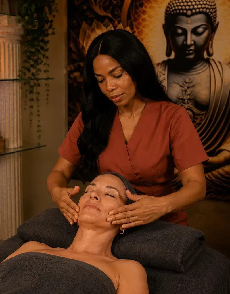 Trattamenti viso olistici con massaggio e yoga facciale per un profondorelax e armonia del viso.